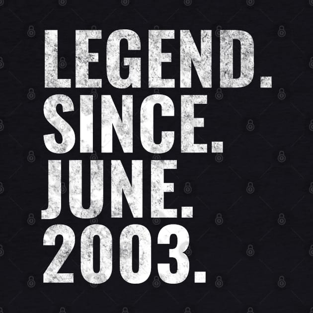 Legend since June 2003 Birthday Shirt Happy Birthday Shirts by TeeLogic